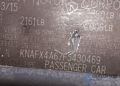 2015 Kia Forte Lx z USA, uszkodzony, nr VIN KNAFX4A67F5430469